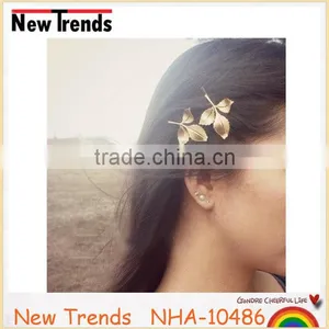Factory Wholesale Metal Gold Leaf Hair Pin Hair Clip thumbnail-1