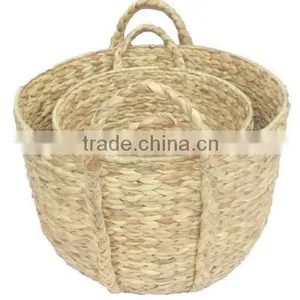Water Hyacinth Storage Hamper Basket With Nice Handle thumbnail-2
