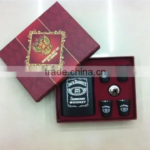 Hip Flask and Cup and Funnel With Color Printed Logo and Coating in Gift Paper Box thumbnail-3