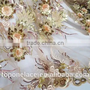 Top One High Quality African French Lace Fabric 3d Flower Lace Embroidered Fabric Applique Dresses thumbnail-1