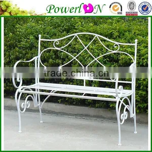 Antique Vintage Elegant White Decorative Folding Bench For Outdoor Living I21 TS05 X11B PL08-8948CP1 thumbnail-1