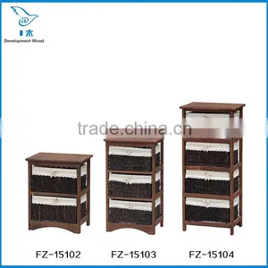 Wooden Storage Cabinet With Rattan/Wicker Drawer Quality Choice thumbnail-1