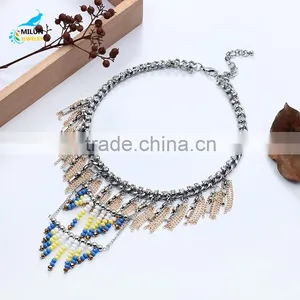 Trendy Fashion Tassel Rhinestone Choker Statement Necklace 2016 thumbnail-5