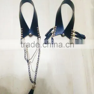 Popular Collar Necklace Black Leather Chokers w/ Long Chain & Leather Tassle 2016 Fashion Style Wholesale thumbnail-1