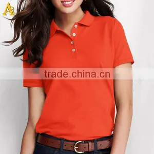 Short Sleeve Pima Cotton Ladies Polo Collar T-shirt thumbnail-1