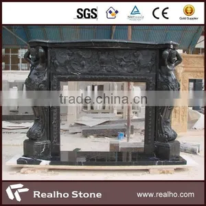 Black Marquina Marble Fireplace thumbnail-1