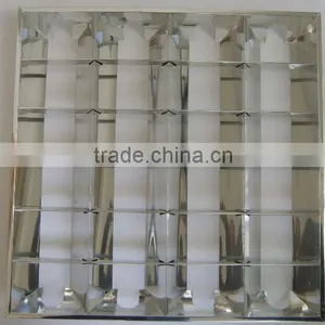 600 x 600 Recessed Fluorescent Grille Lighting Fixture Matt Aluminum Reflector thumbnail-2