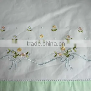 50*70CM Colorful Flowers and Stems Embroidered Hemstitched Green Colour Pillowcovers thumbnail-3