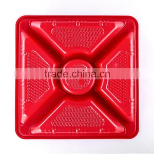SM1-3109Red 5 Compartment Box Disposable Plastic Red Tray thumbnail-5