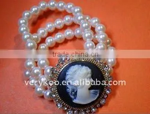 Imitation Jewelry,cameo Pearl Bracelet FCM-10083 thumbnail-1