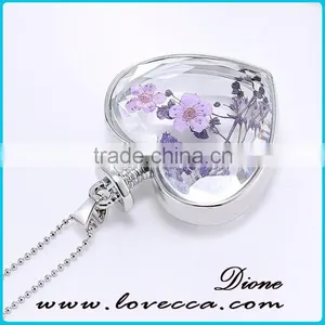 2016 Hot Fashion New Glass Bottom Necklace With Real Flower thumbnail-4