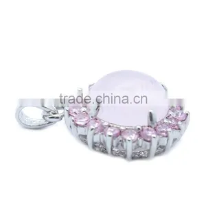 Attractive Newest Style Pendant 925 Sterling Silver Big Pink Stone Pendant thumbnail-2