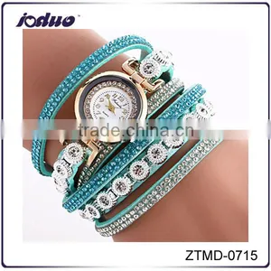 2016 New Design Lady Three Layers Rhinestone Leather Watches thumbnail-1