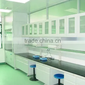 Heavy Duty Steel And Wood Lab Wall Work Benches With Wooden Overhead Cabinet in Biology/Chemistry/Pathology Laboratory Furniture thumbnail-1