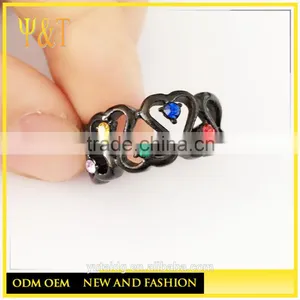 Jingli Jewelry Heart Shaped Stainless Steel Women Black Coral Rings Jewelry, Heart Puzzle Rings (HZ-065) thumbnail-1