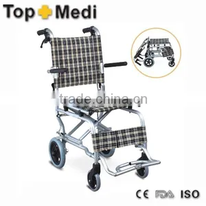 Rehabilitation Therapy Supplies Portable Manual Aluminum Wheelchair Outdoor Tartan Transit Wheelchair thumbnail-1