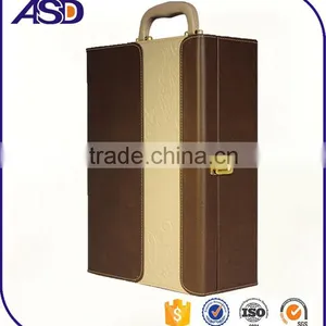 UV Coating Printing Handling High Standard pu 2bottles Wine Gift Packaging /wine Boxes thumbnail-3