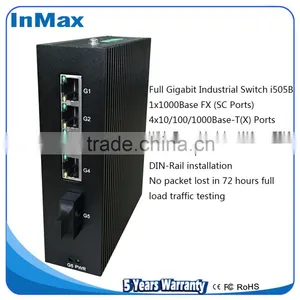 5 Ports Full Gigabit Industrial Network Switch 1x1000BaseX FX Port and 4x10/100/1000BaseTx Ports Din-rail Ethernet Switch I505B thumbnail-1
