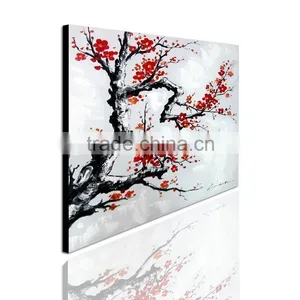 Modern Canvas Flower White Black Red Painting thumbnail-2