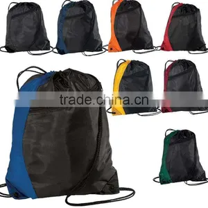 210D Polyester Colorblock Drawstring Backpack thumbnail-1