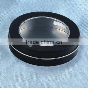 Red Round Shape Tin Box Size:95*25mm Black With Clear Window Small Metal Tin Boxes thumbnail-1