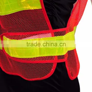 Ansi Hi Vis Red Yellow Conspicuity Vest With Pvc Reflective Taps Road and Working Safety Warning Sleevel thumbnail-3