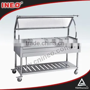 Electric 4 Pan Buffet Bain Marie Trolley With Glass Top (food Warmer) thumbnail-1