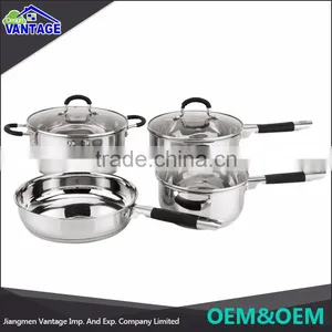 Hot Sale Eco-friendly Stainless Steel Pots and Pans With Silicone Handle thumbnail-1