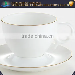 Luxury Hotel Porcelain Coffee Cup and Saucer Set With Golden Lace High Quality thumbnail-2