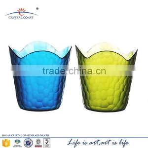 Cylinder Clolored Mosaic Glass Jar Candle; Wax Glass Jar for Candle thumbnail-3