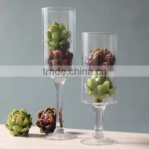 Decoration Tall Cylinder Glass Flower Vase With Stem for Home Wedding Table Centerpieces thumbnail-2