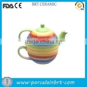Wholesale Rainbow Design Ceramic One Cup Teapot thumbnail-1