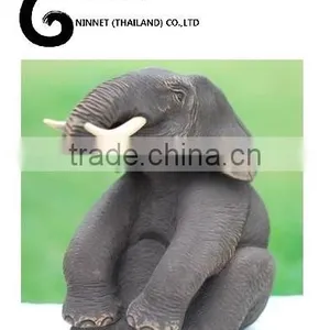 Wood Carved Elephant From Thailand thumbnail-1