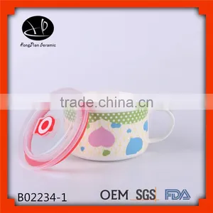 Microwave Oven Bowl Set,take Away Ceramic Salad Bowl With Plastic Lid thumbnail-1