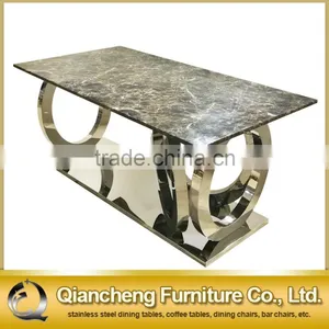 Modern Furniture Stainless Steel Legs Marble Top Dining Table Qiancheng Furniture thumbnail-1