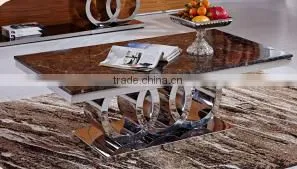 Modern Circl Base Marble Top Stainless Steel Base Side Table thumbnail-3