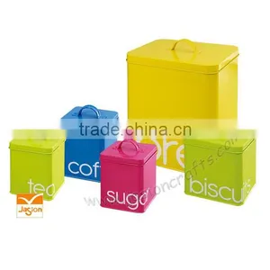 SET1624 Sugar Canister Tea Can Coffee Jar Powder Coated Iron Bread Bin thumbnail-2