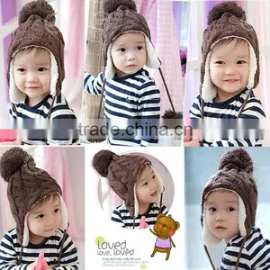 Baby Hat Warm Winter Cap For Baby Boy Girl Children's Crochet Earflap Hats Caps thumbnail-1