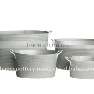 AYM Galvanized Zinc Vase,Galvanized Zinc Watering Can , Zinc Pot Planter, Zinc Planter for Gardening and Household thumbnail-1
