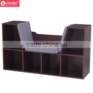 MDF Wood 6 Cube Storage Organizers Kids Bookcase With Reading Seat and Cushion thumbnail-4