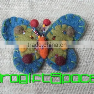2017 Blue & Green Color Felt Butterfly Brooch Keychain Made in China thumbnail-1