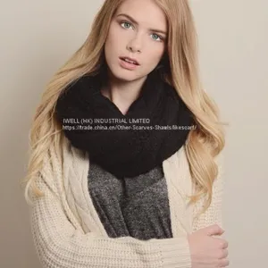 Single Color Women Winter Knitted Infinity Circle Loop Scarf Wholesale thumbnail-4
