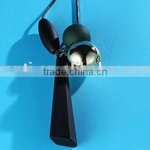 Silver Ball Rubber Strip Pendant Necklace Rubber Bead Long Necklace Geometric Sweater Necklace thumbnail-3