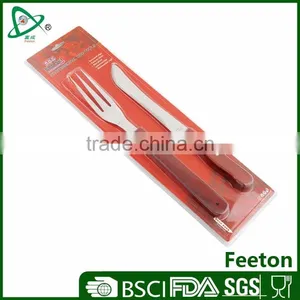 2pcs Stainless Steel BBQ Set Knife and Fork With Wooden Handle thumbnail-1