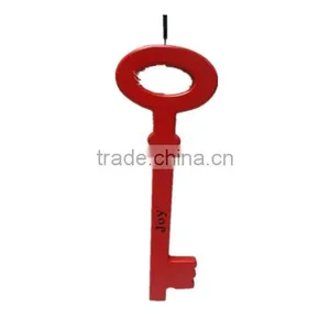 Hot Sale Red Joy Saying Wood Key Shaped Christmas Ornaments thumbnail-1