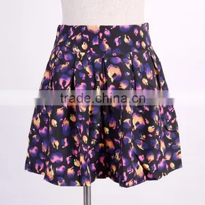 Cheap Summer Cotton Short Chiffon Floral Skirt for Girls thumbnail-1