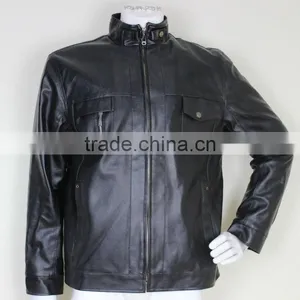Men Designer No Collar Leather Jackets thumbnail-1