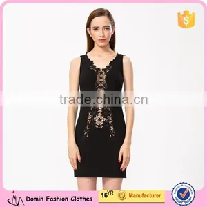 2015 Celebrity See Through V Neck Lace Insert Sexy Mini Dress thumbnail-1