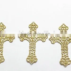 Religious Jewelry Finding Brass Flower Cross Jewelry Accessories Hollow Out Metal Cross Garment Accessories thumbnail-4