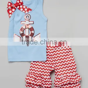 Wholesale in China Baby Girls Tank & Ruffle Shorts Set New Model Kids Beautiful Clothes thumbnail-3